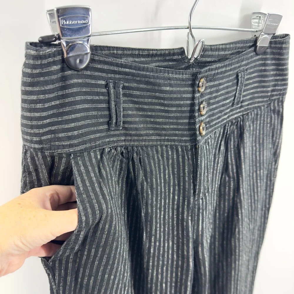 Sundance Pants Womens 4 Amelia Linen Blend Pinstripe Pleated Academia Goth - Picture 3 of 10